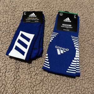 Adidas Men's Blue and White Soccer Socks